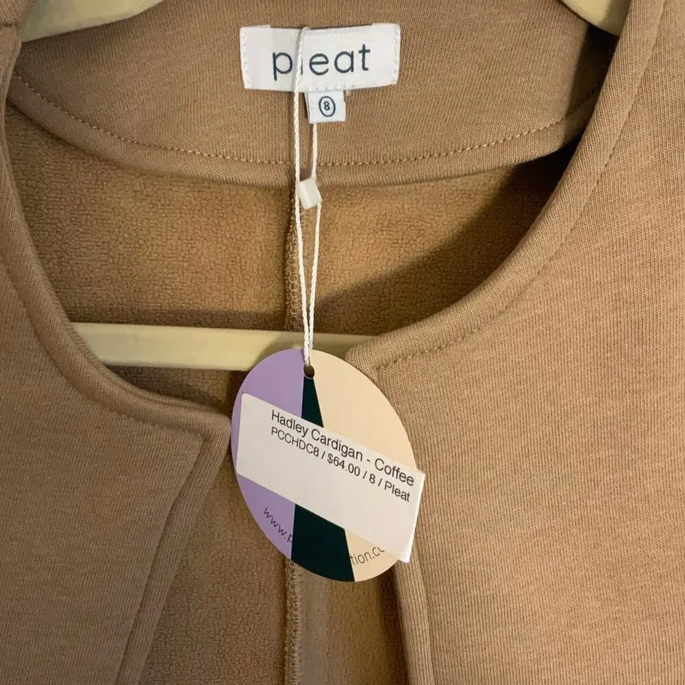 Pleat Hadley Cardigan in‎ Coffee NWT size 8